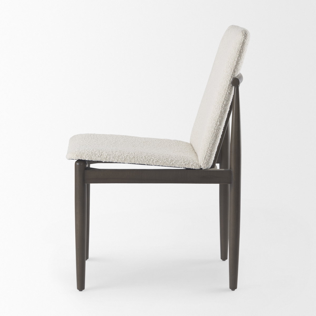 Cavett Curved Back Dining Side Chair | Cream Boucle with Dark Wood, Dining Chair by Mercana, 18" length x 25" width x 33.46" height View 7