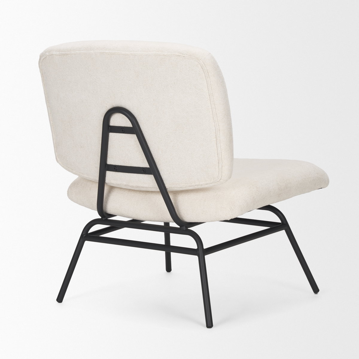 Nora Cream Fabric with Matte Black Metal Legs Accent Chair, by Mercana, 30.79" length x 25.39" width x 31.89" height View 8