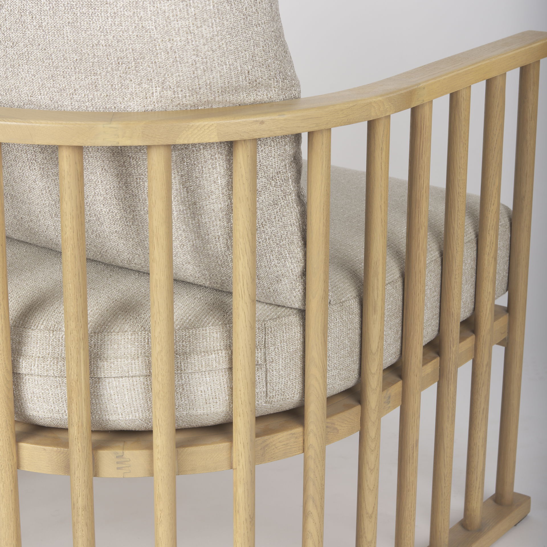 Kopari Beige Fabric with Light Brown Wood Accent Chair, by Mercana, 30.12" length x 30.51" width x 37.2" height View 11