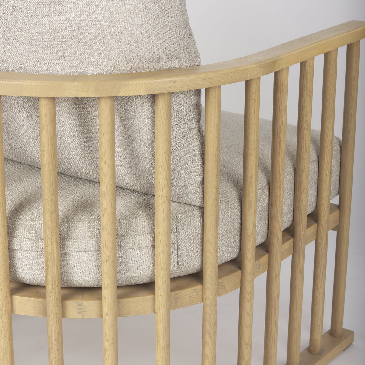 Kopari Beige Fabric with Light Brown Wood Accent Chair, by Mercana, 30.12" length x 30.51" width x 37.2" height View 11