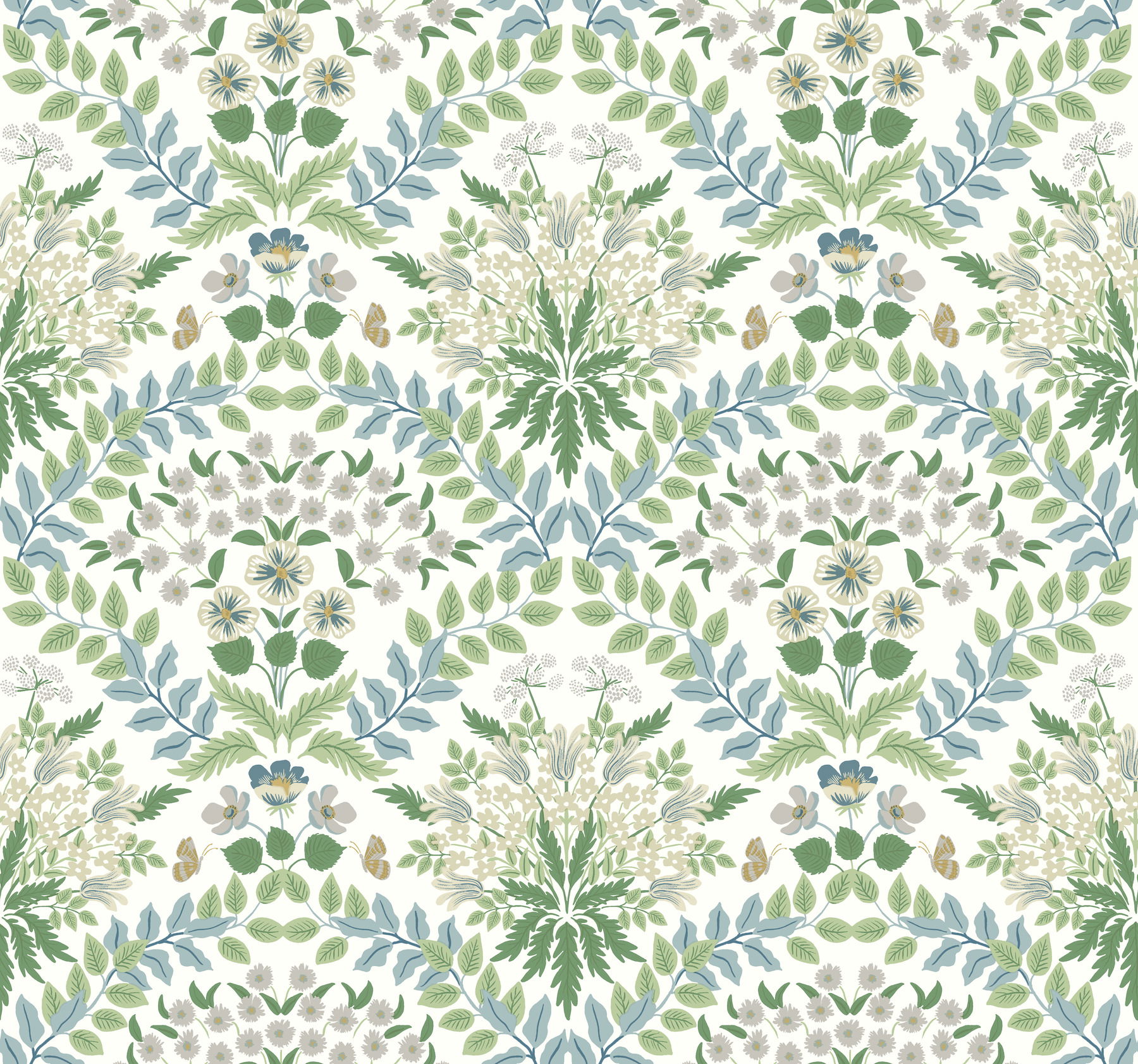 Bramble White & Blue Wallpaper, by York Wall, 27' length x 2'3" width x 0.02" depth View 1
