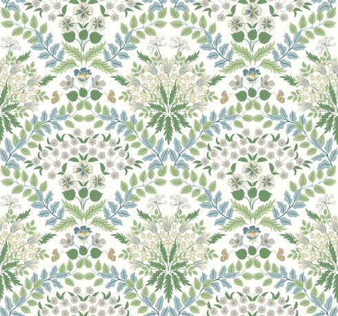 Bramble White & Blue Wallpaper