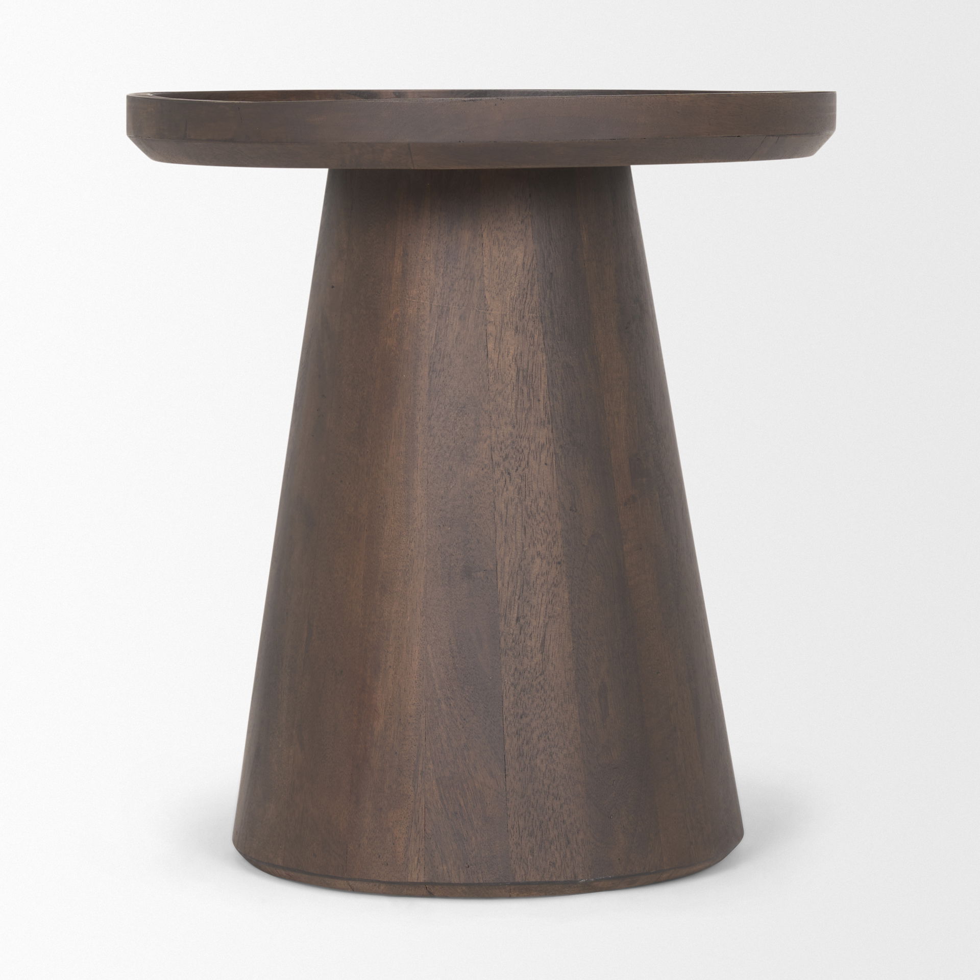Takoda Dark Brown Wood Tapered Drum Accent Table large image 