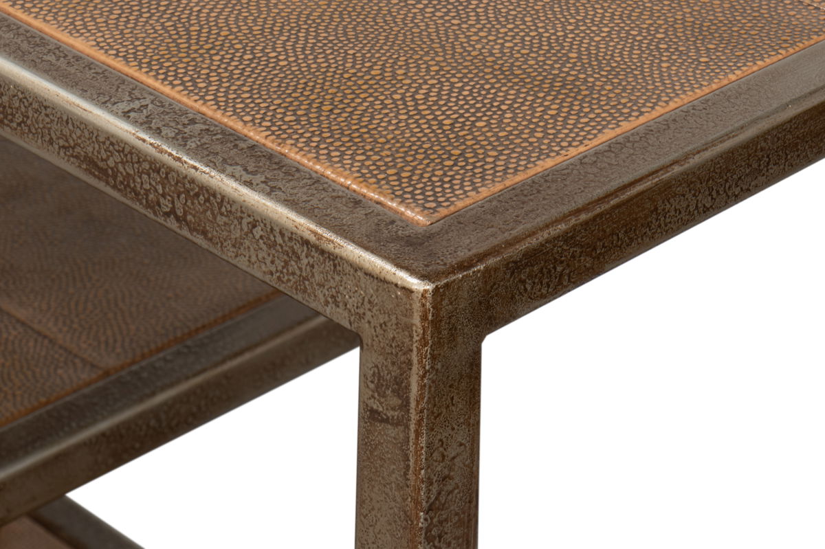 Cullum Shagreen Console  Tawny Brown, by Sarreid, 1'2" length x 5'11" width x 2'9" height View 6