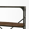 Brodie VIII 57L x 20.5W x 94H Brown Wood Gun-Metal Ladder Four Shelf Shelving Unit, Shelving & Bookcase by Mercana, 57" length x 20.5" width x 94" height thumbnail 13