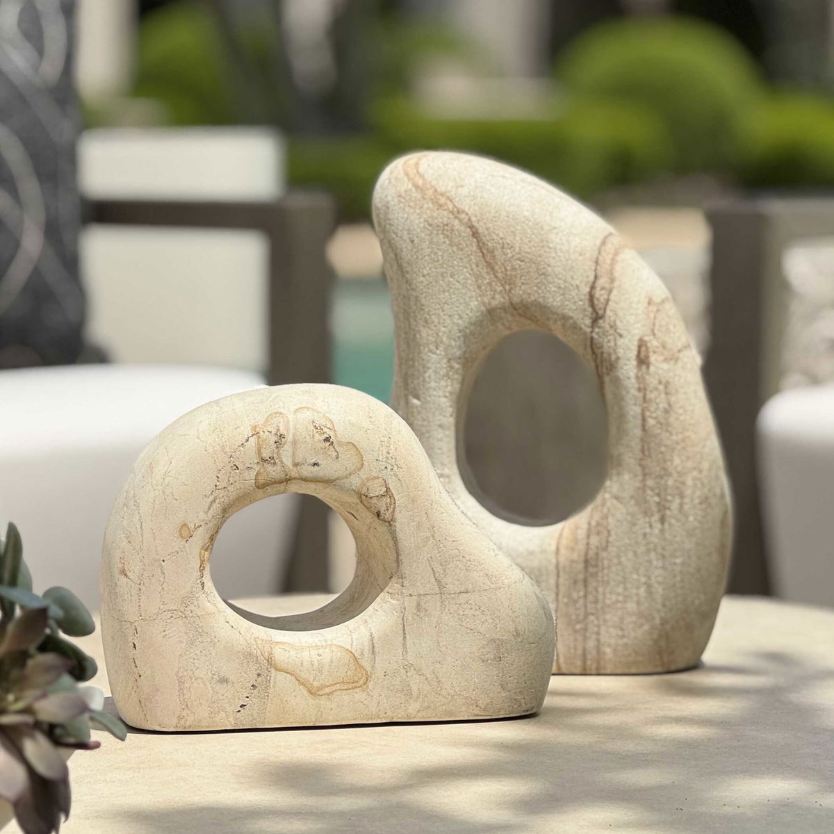 Stone Flow Outdoor Sculptures Set/2, Figurines & Statue by Uttermost, 8.5" width x 12" height x 3.5" depth View 2