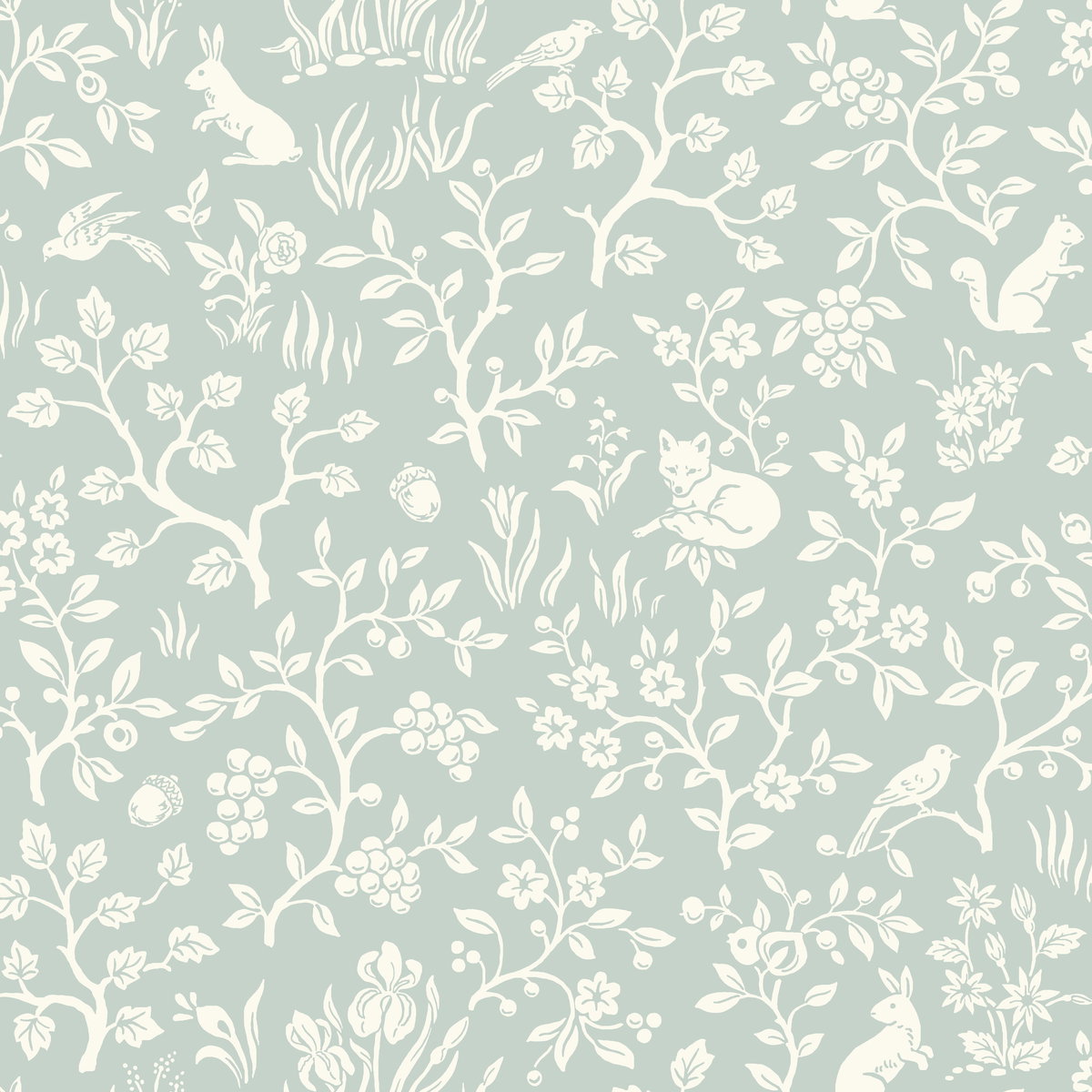 Magnolia Home Fox & Hare Green Peel & Stick Wallpaper, by York Wall, 20' length x 1'8.5" width x 0.02" depth