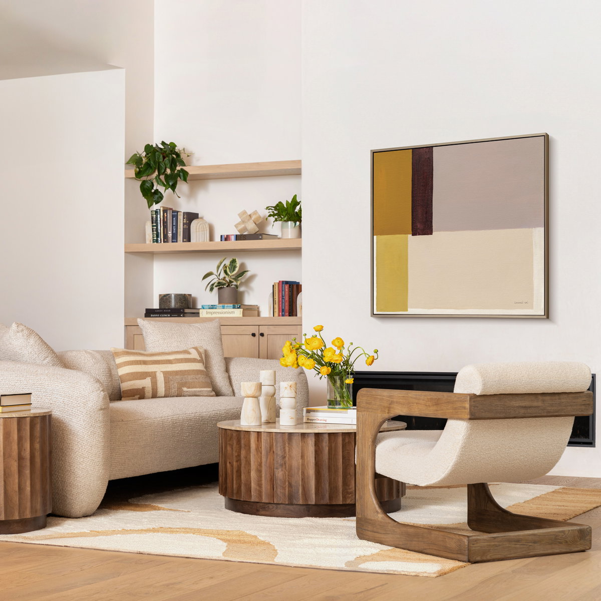Milburn Coffee Table Brown, by Dovetail, 35.5" width x 16" height x 35" diameter x 35.5" depth View 5