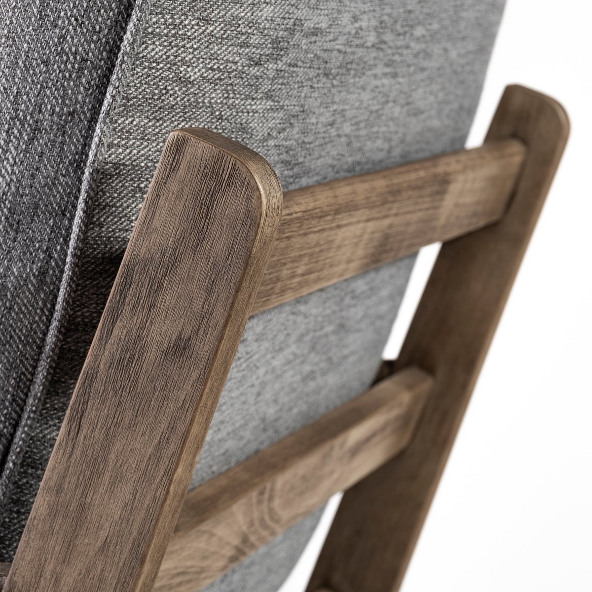 Olympus V Castlerock Grey Fabric Wrapped Brown Wooden Frame Accent Chair, by Mercana, 28" length x 31" width x 32" height View 10