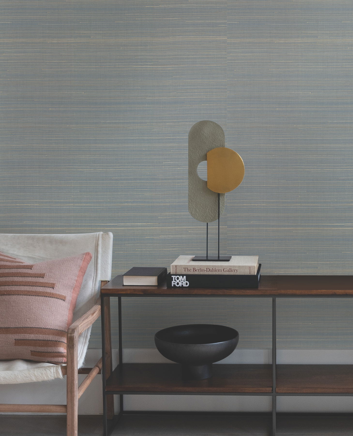 Abaca Weave Blue Wallpaper large image 