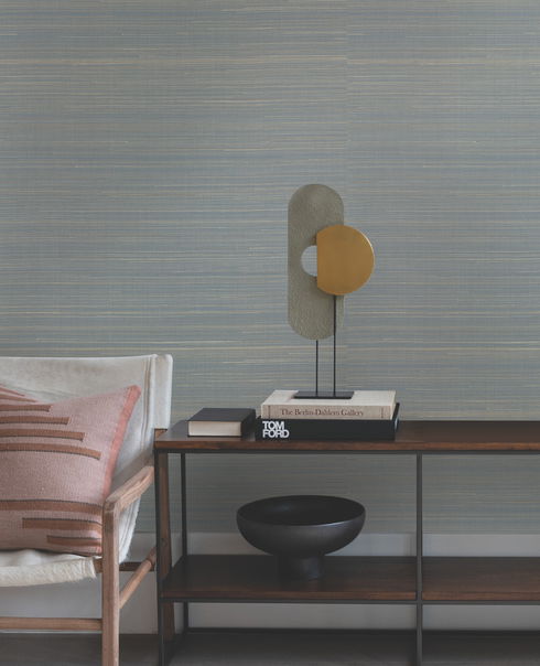 Abaca Weave Blue Wallpaper