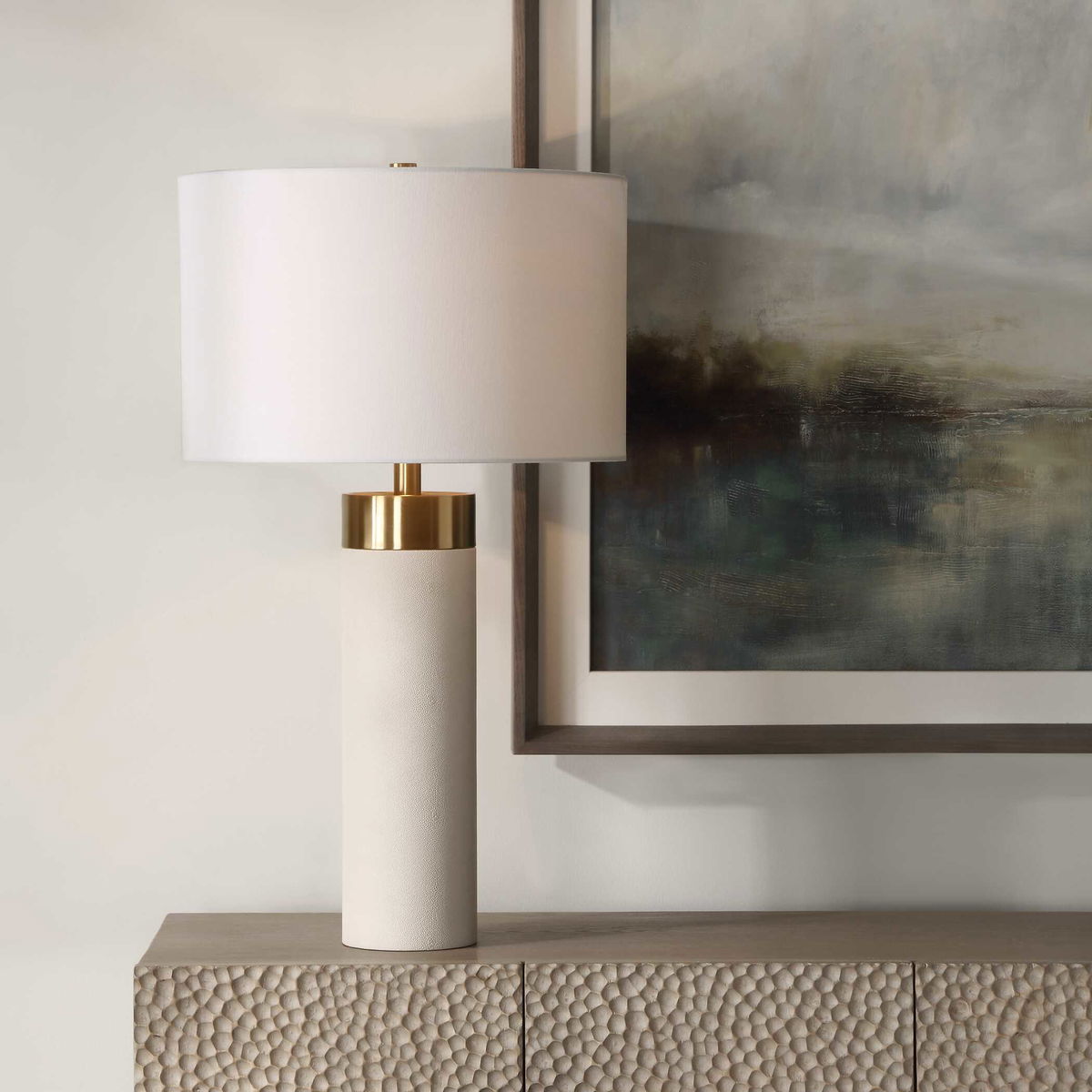Wessex White Table Lamp, by Uttermost, 16" width x 27.75" height x 16" depth View 4