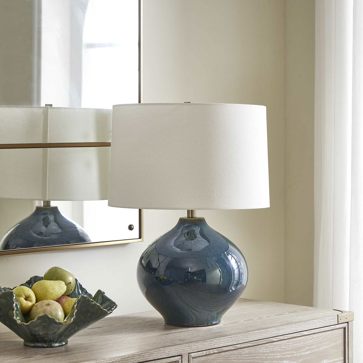 Corrine Deep Blue Table Lamp, by Uttermost, 18" width x 24.5" height x 18" depth View 4