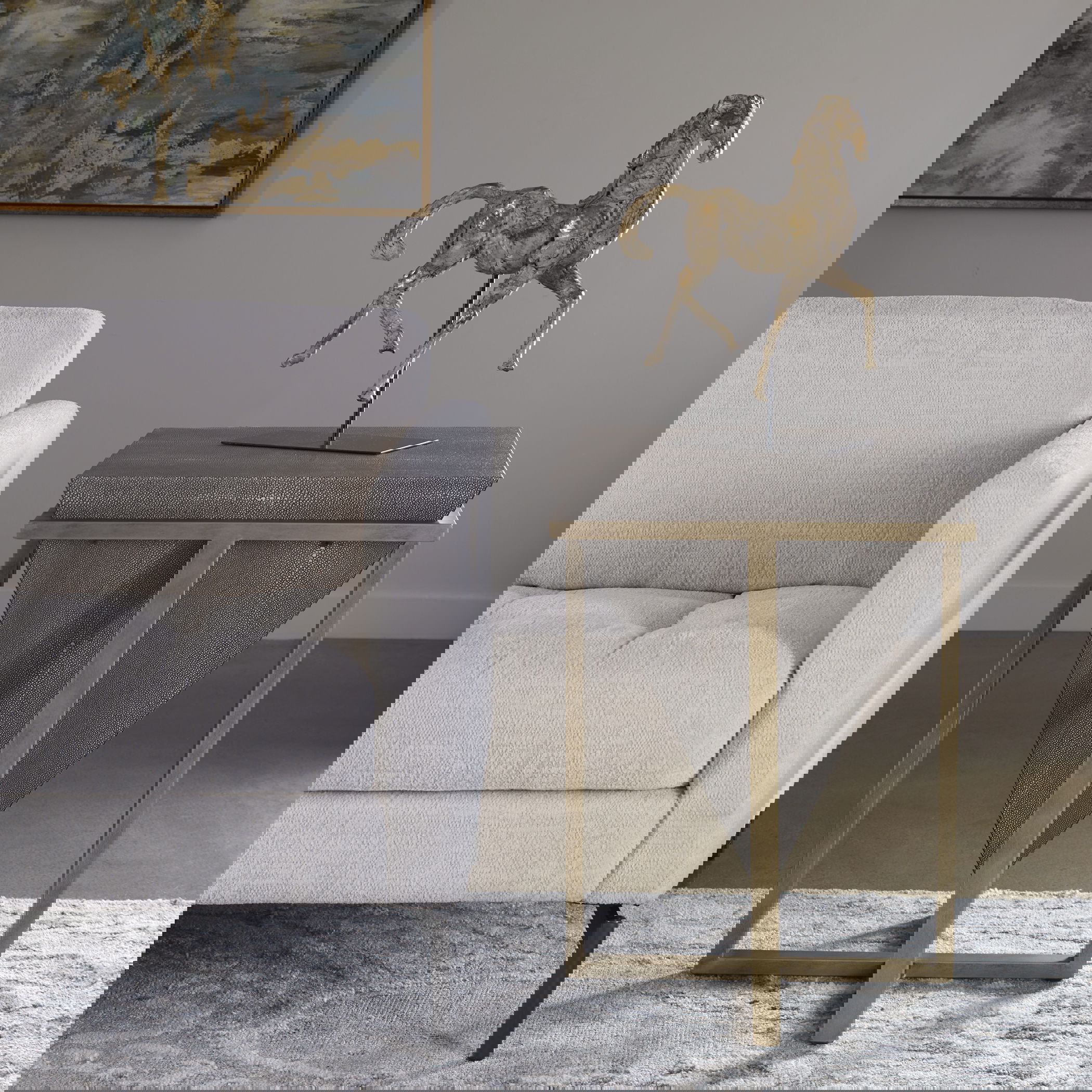 Bertrand Shagreen Accent Table, Furniture by Uttermost, 18.25" width x 25.25" height x 18.25" depth View 2