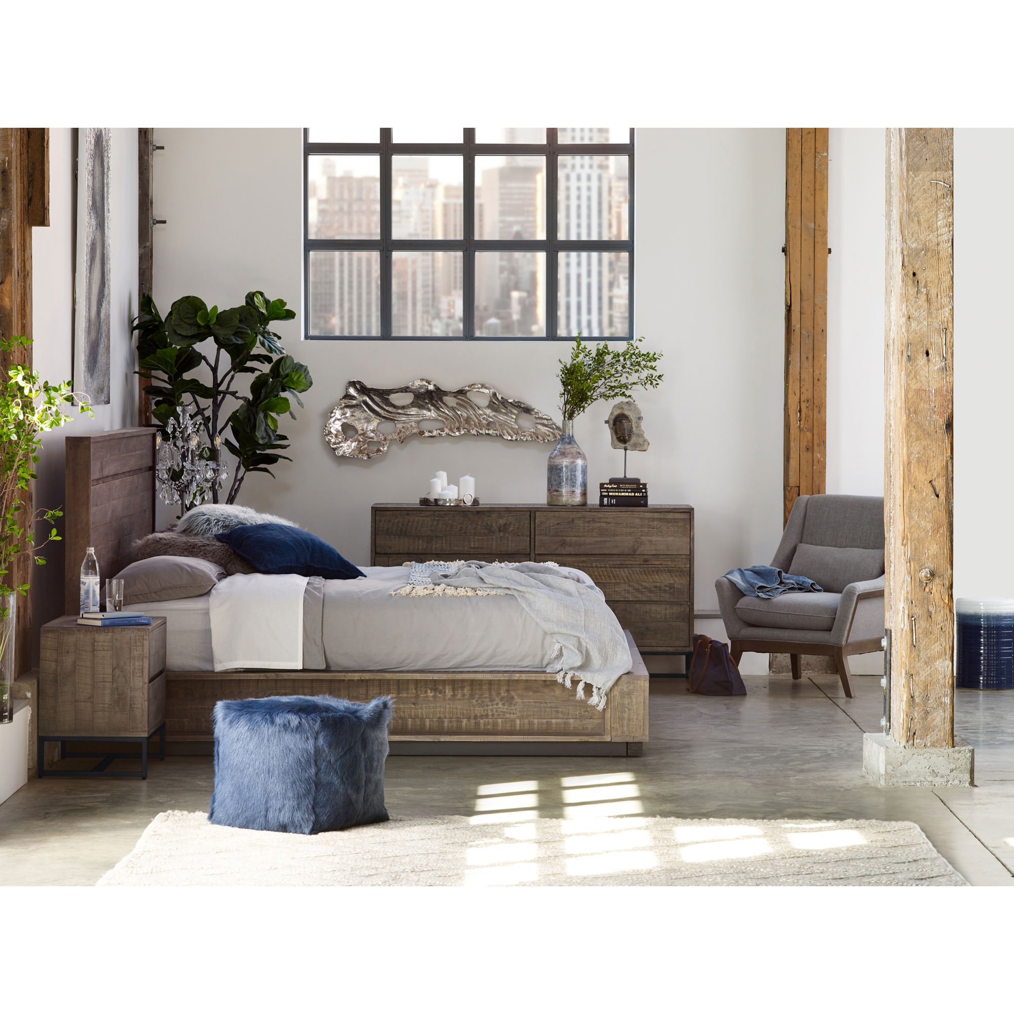 Elena Nightstand Light Brown, by Moe's Home, 26" width x 22" height x 16" depth View 7