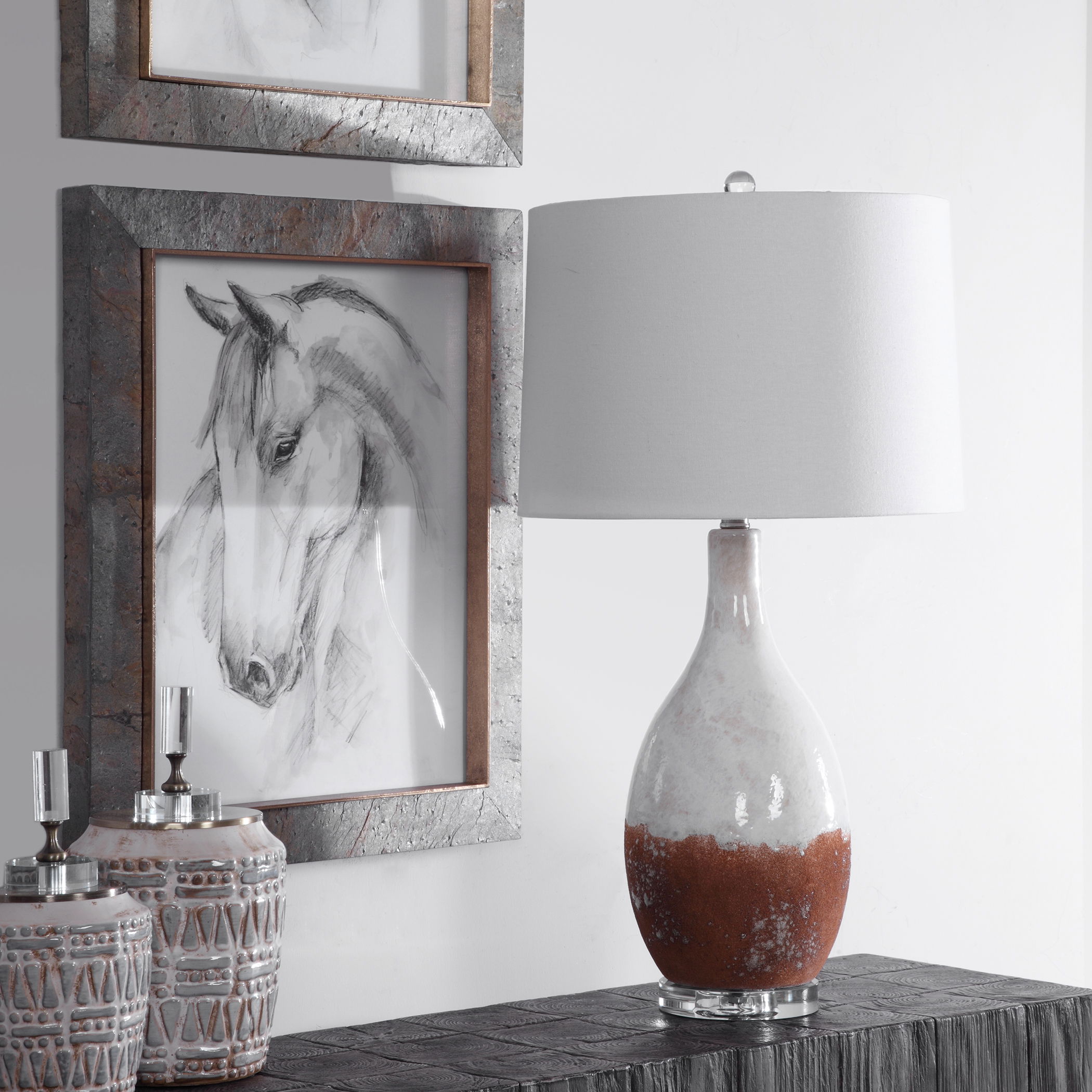 Durango Rust White Table Lamp large image 