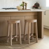 Brahma Backless 30in Seat Bar Stool | White Washed Wood, Counter & Bar Stool by Mercana, 14.5" length x 14.5" width x 30" height thumbnail 3