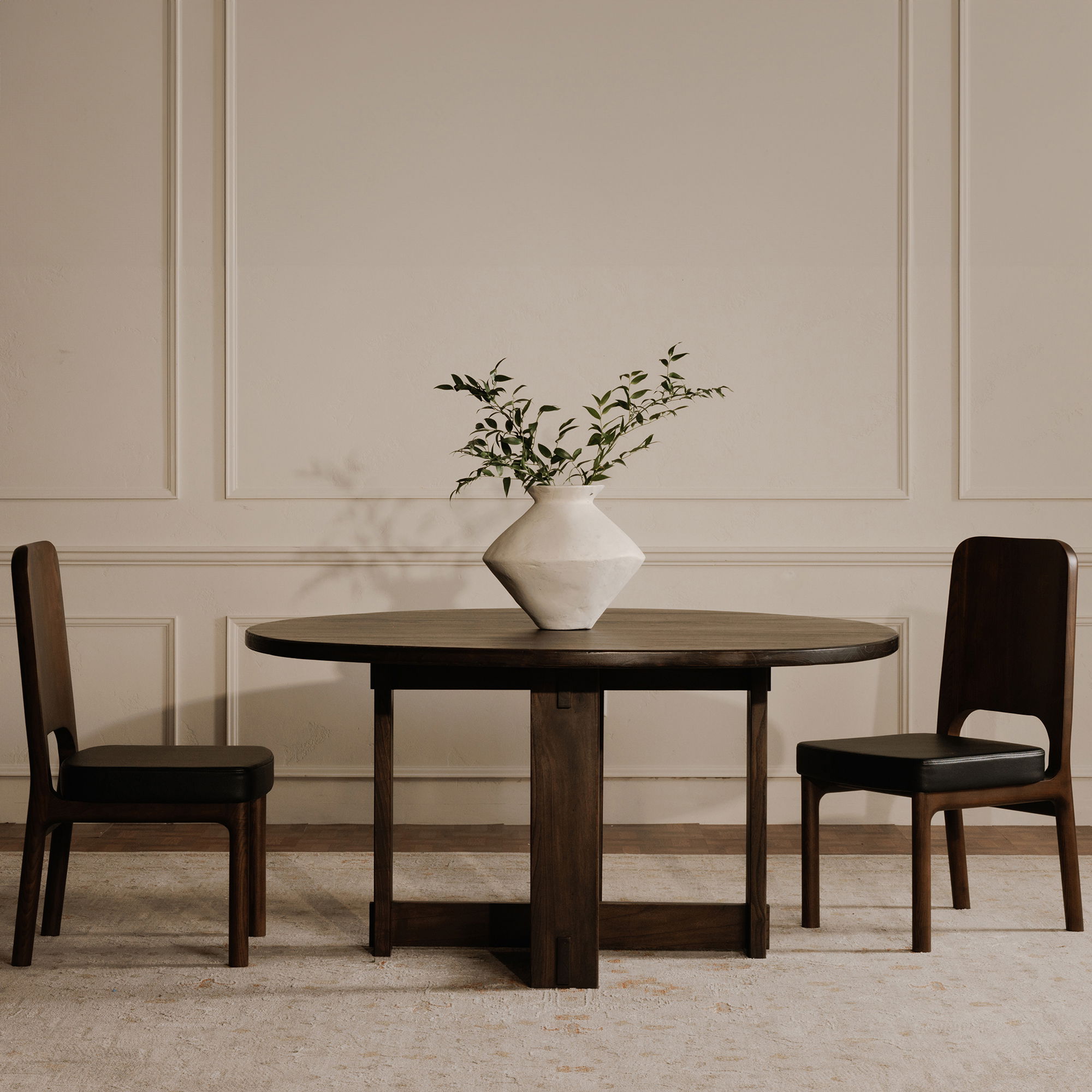 Glenn Round Dining Table Dark Brown, by Moe's Home, 60" width x 30" height x 60" depth View 8