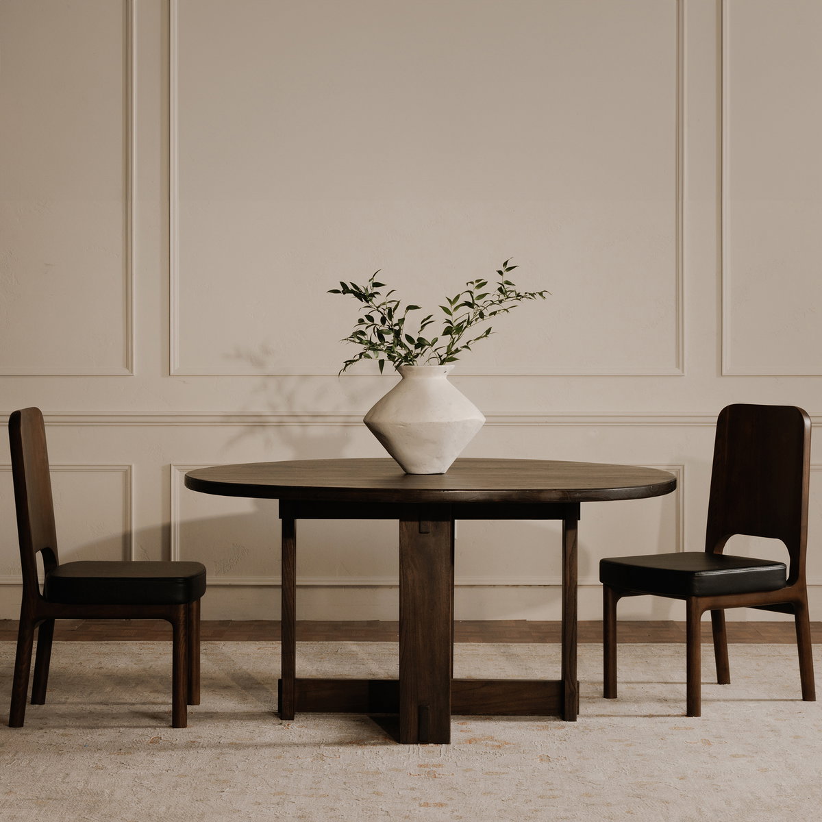 Glenn Round Dining Table Dark Brown, by Moe's Home, 60" width x 30" height x 60" depth View 8