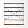 Trey IV 80L x 16W x 87.5H  Medium Brown Wood and Iron Five Tray Shelf Shelving Unit, Shelving & Bookcase by Mercana, 80" length x 16" width x 87.5" height thumbnail 6