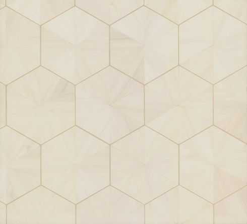 Hexagram Wood Veneer Off White Wallpaper