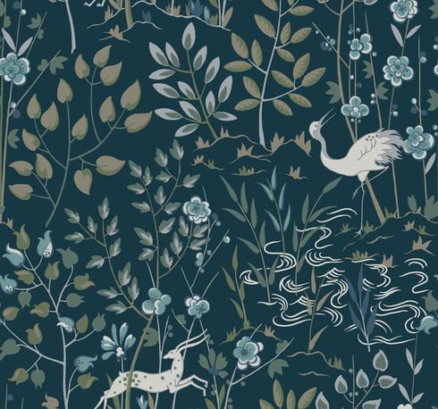 Aspen Dark Blue Wallpaper