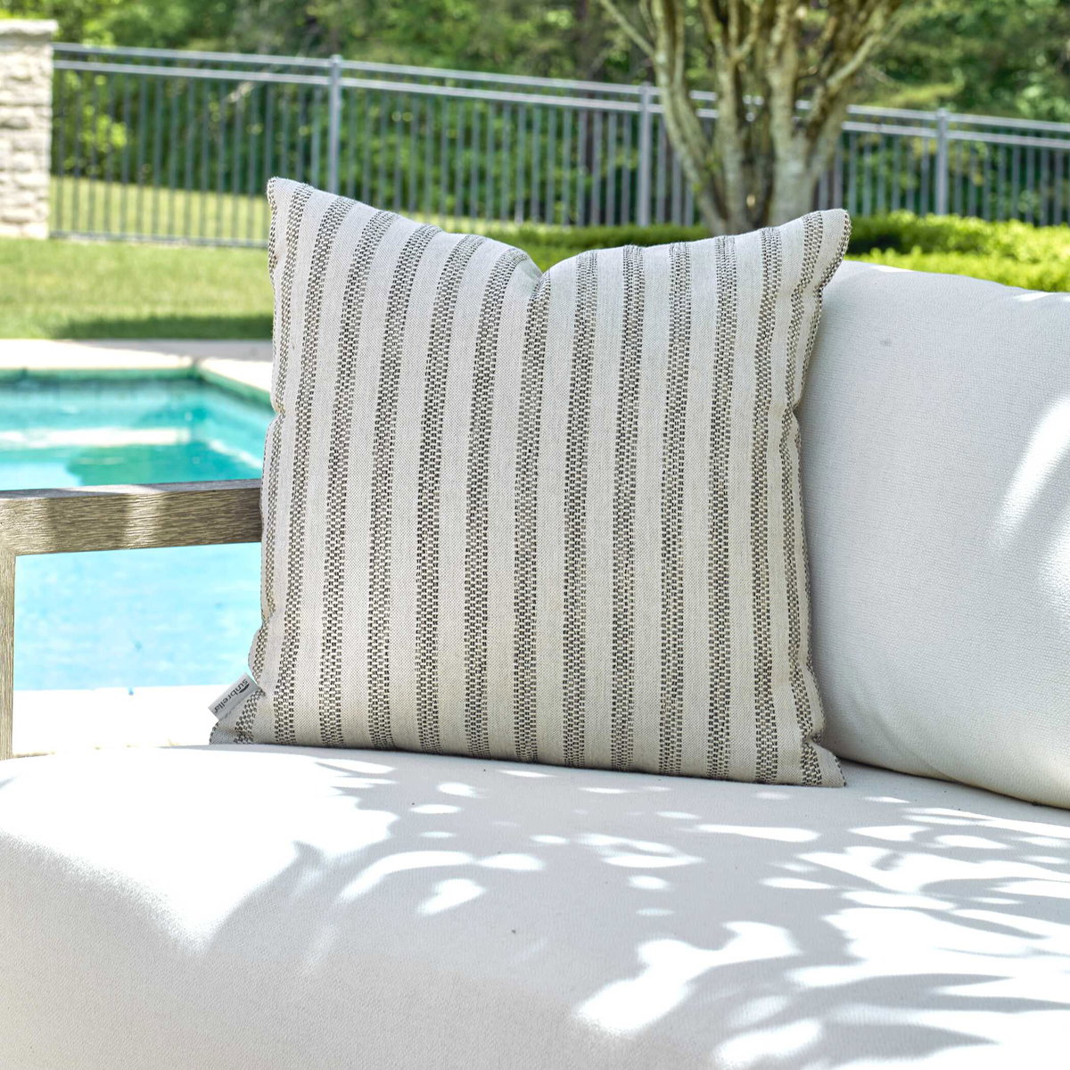 Basket Stripe Rattan Outdoor Pillow, Outdoor Pillows & Cushion by Uttermost, 1'8" width x 1'8" height x 8" depth View 2