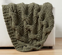 Online Designer Bedroom Plush Colossal Handknit Throw Blanket, 44" x 56", Loden