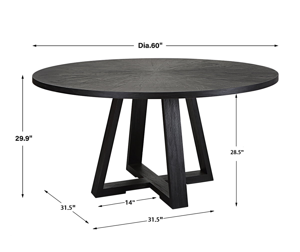 Gidran Round Black Dining Table, by Uttermost, 60" width x 29.9" height x 60" depth View 3