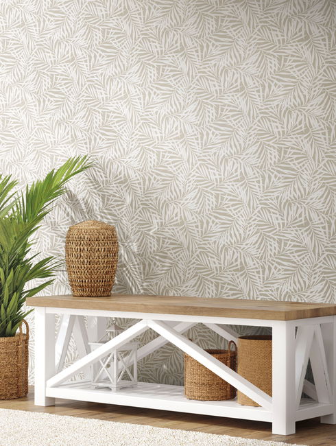 Oahu Fronds Off White Peel & Stick Wallpaper