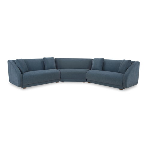 Fraser 3 Piece Modular Sectional With Wedge Slipper Deep Blue