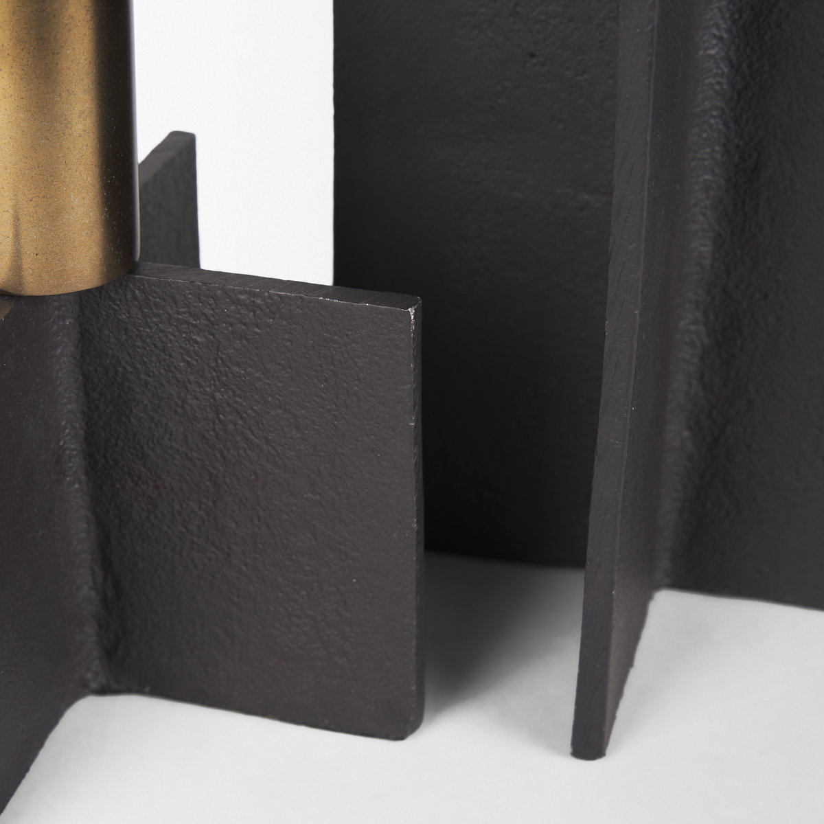 Pia Matte Black with Brushed Gold Metal Taper Candleholder (Set of 2), Candles & Candle Holder by Mercana, 4.75" length x 4.75" width x 8.25" height View 8