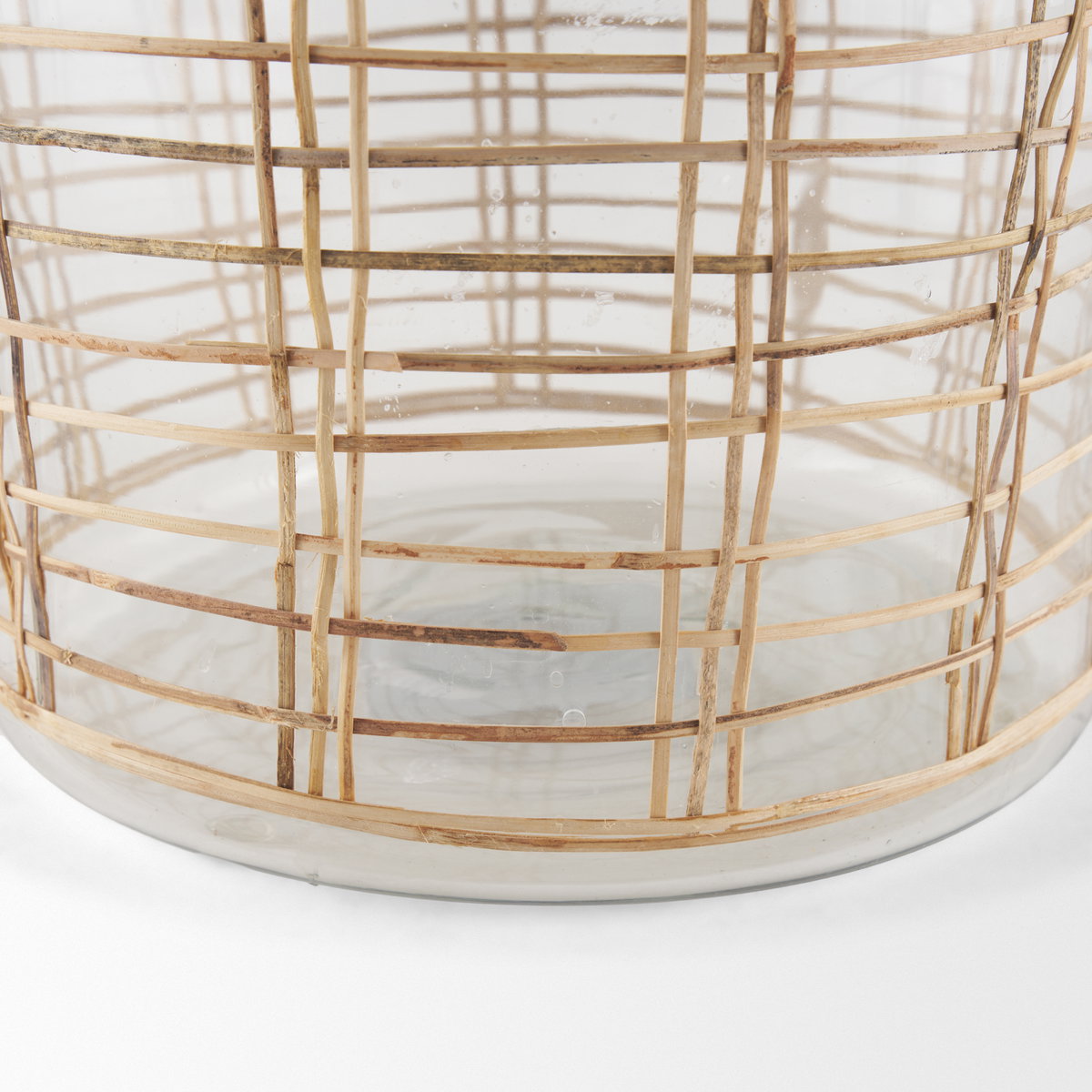 Troian Large Rattan Wrapped Glass Bottle, Decorative Object by Mercana, 9.5" length x 9.5" width x 19.5" height View 6