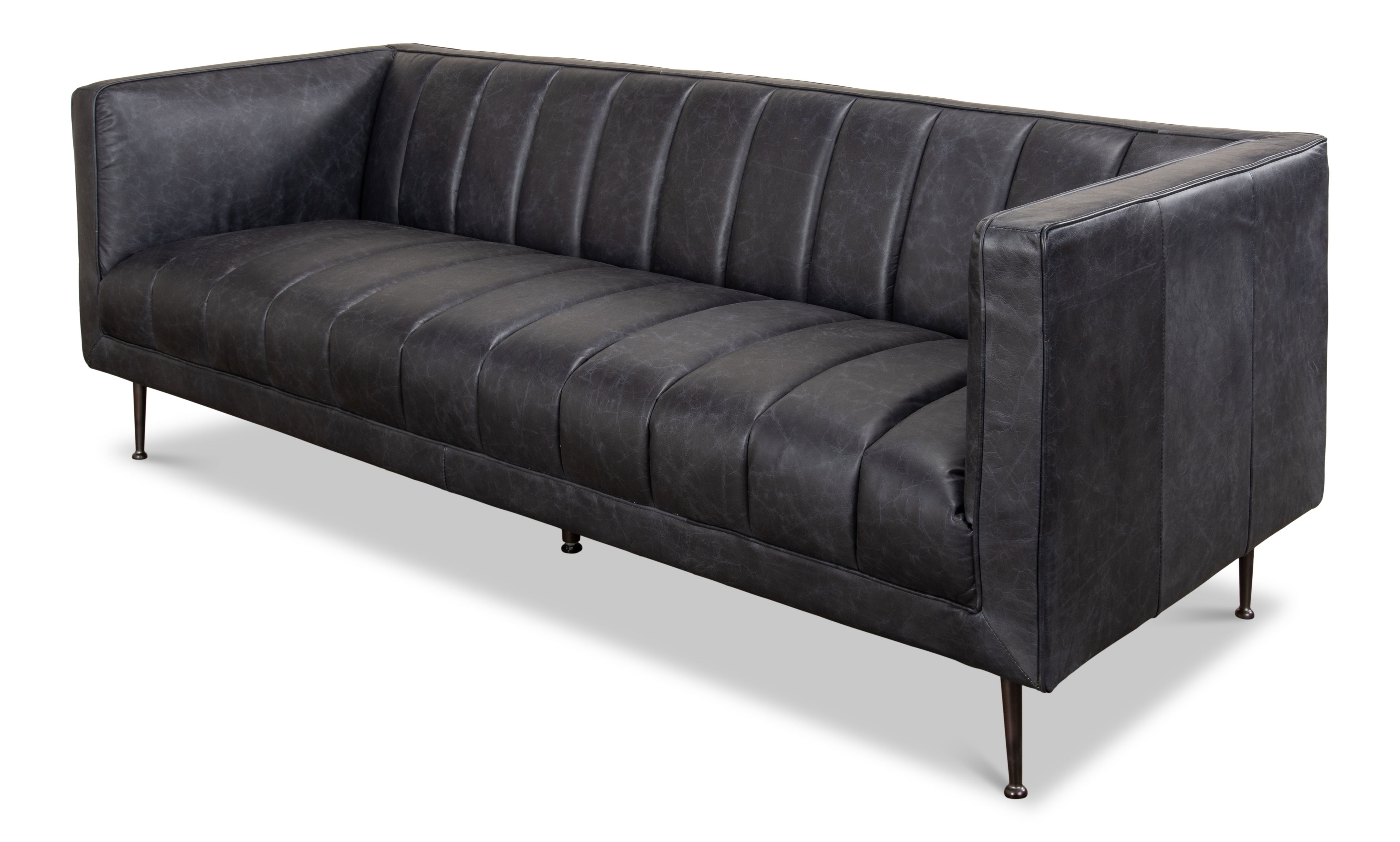 *Lexington Sofa Nottinghill Grey Leather, Sofas & Sectional by Sarreid, 83" length x 31" width x 28" height View 1