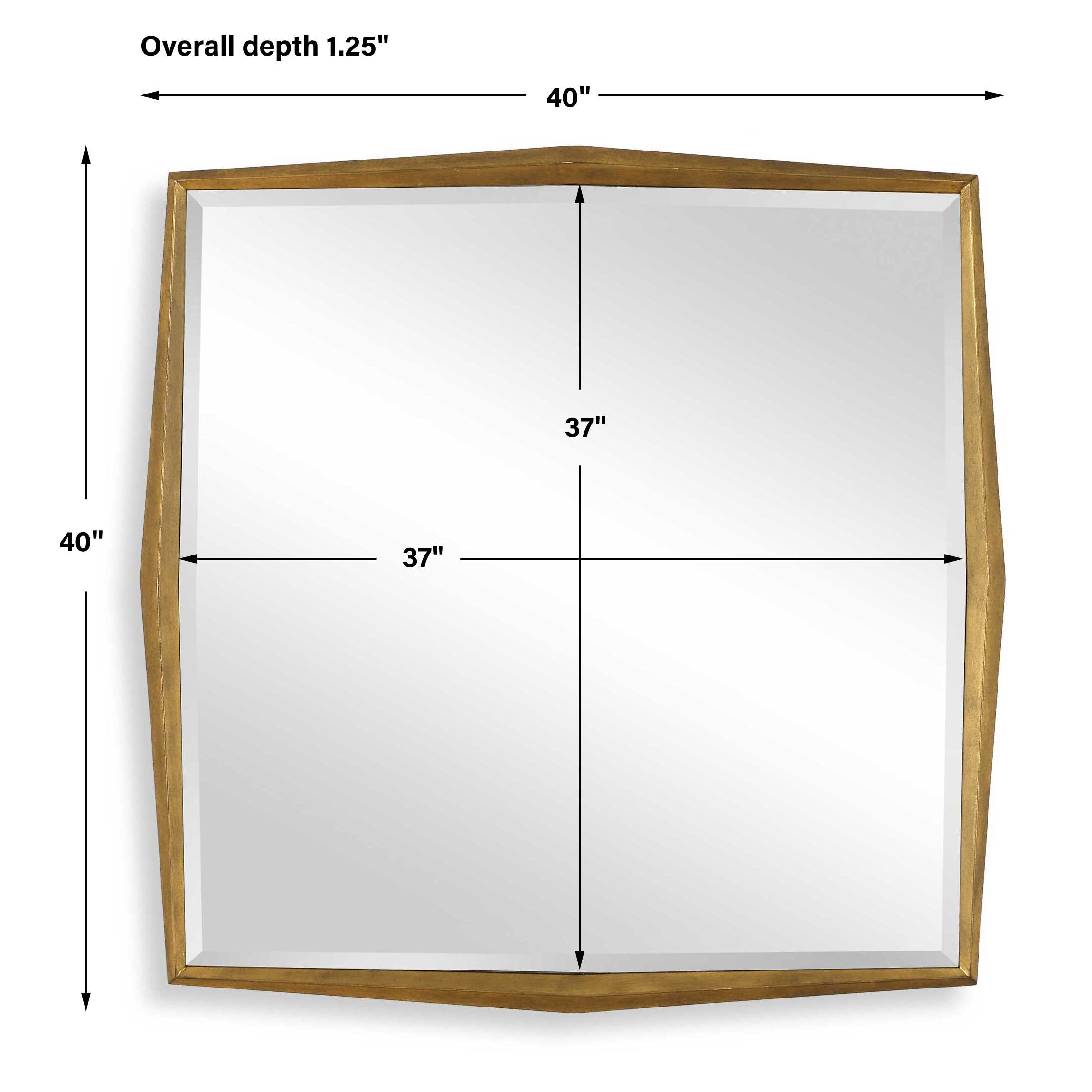 On Point Square Gold Mirror, by Uttermost, 40" width x 40" height x 1.25" depth View 3