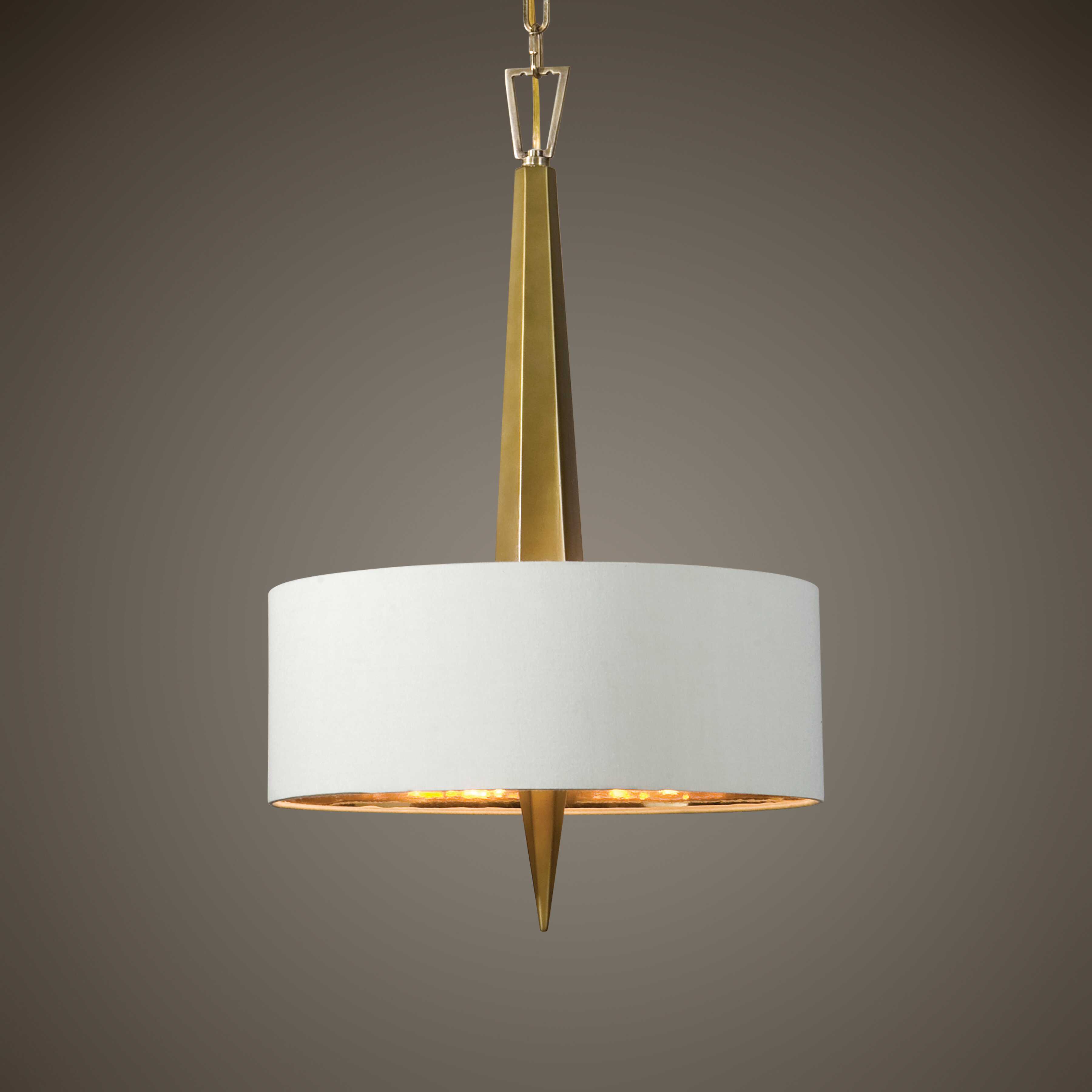 Obeliska 3 Light Gold Chandelier, Ceiling Light by Uttermost, 16" width x 25.5" height x 16" diameter x 16" depth View 2