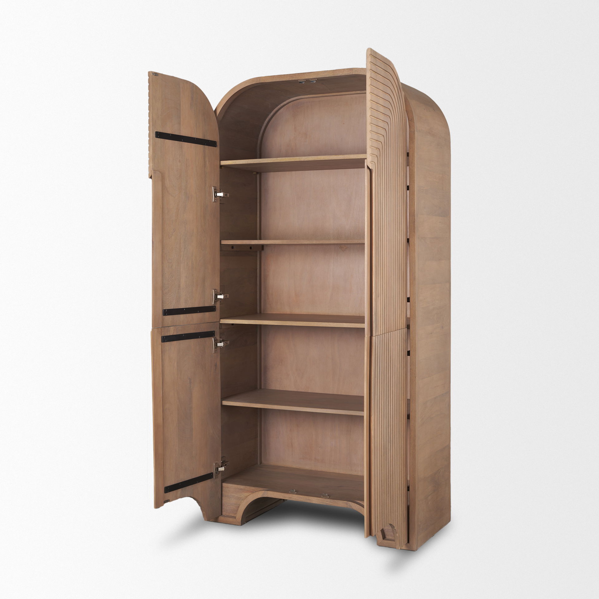 Sorina Reverse Fluted Light Brown Wood Curio Cabinet large image 