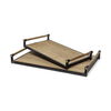 Benson Set of 2 Brown Wood Black Metal Trays thumbnail 0