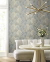 Leaf Concerto Blue & Taupe Wallpaper, by York Wall, 27' length x 2'3" width x 0.02" depth thumbnail 3