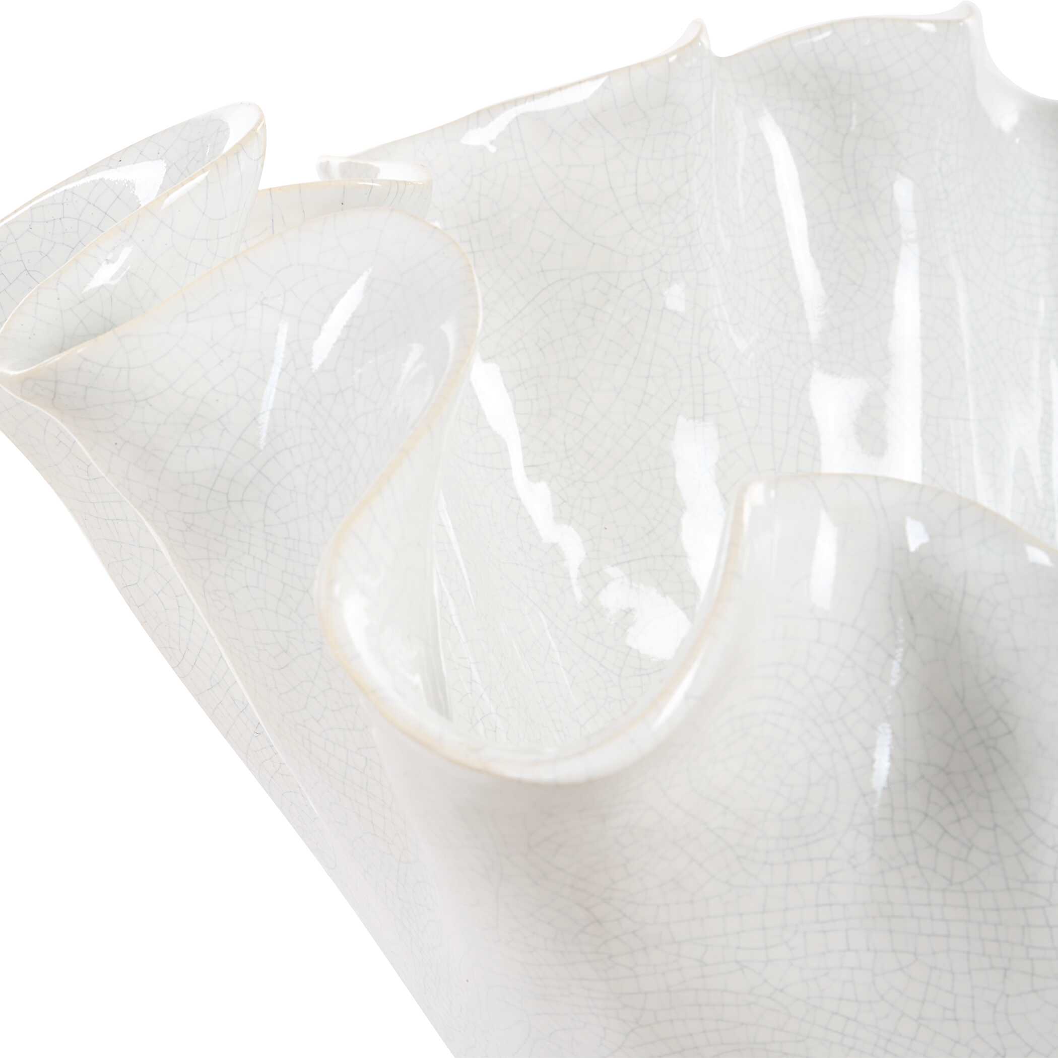 Ruffle White Bloom Bowl, Decorative by Uttermost, 15.5" width x 7" height x 14" depth View 5