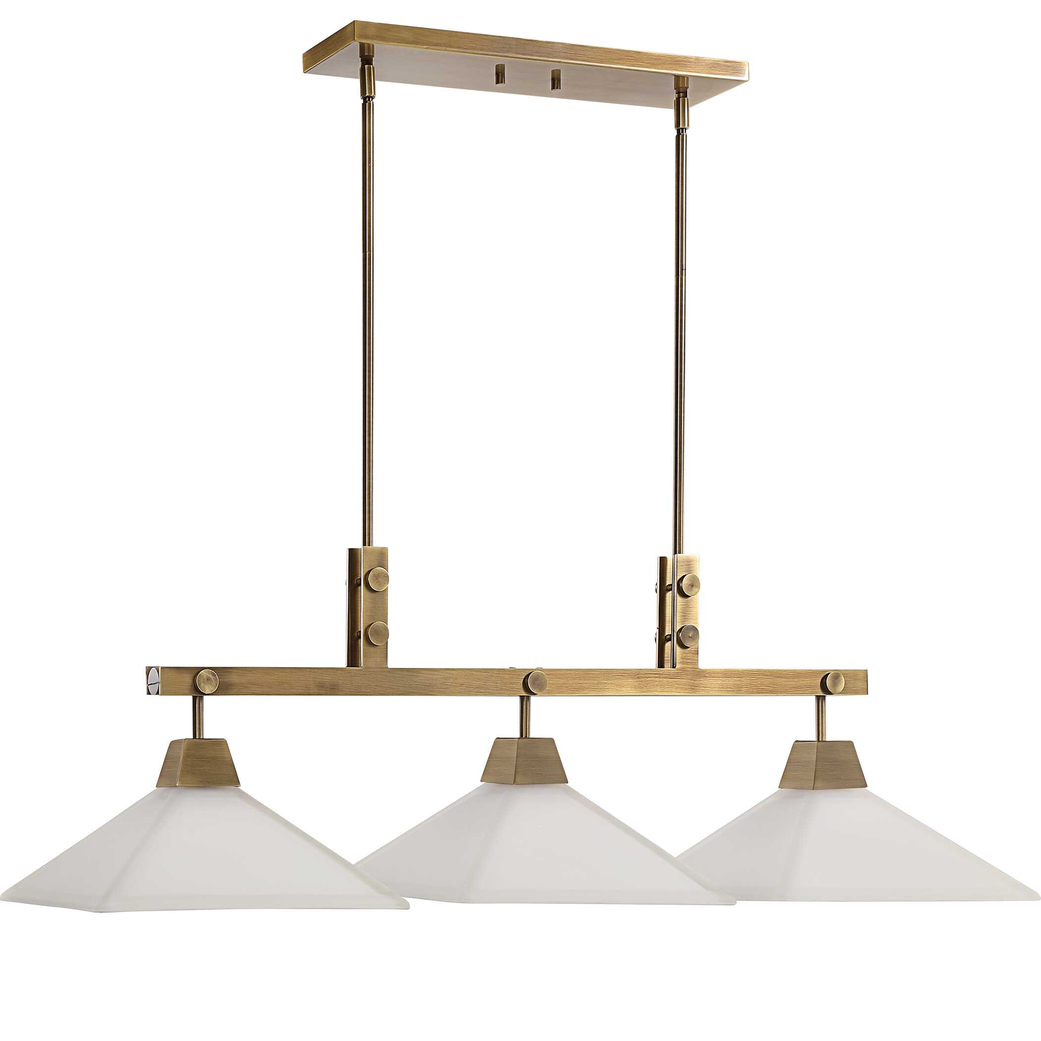 Brookdale Industrial 3 Light Linear Chandelier, Ceiling Light by Uttermost, 43.87" width x 14.75" height x 13" depth View 3