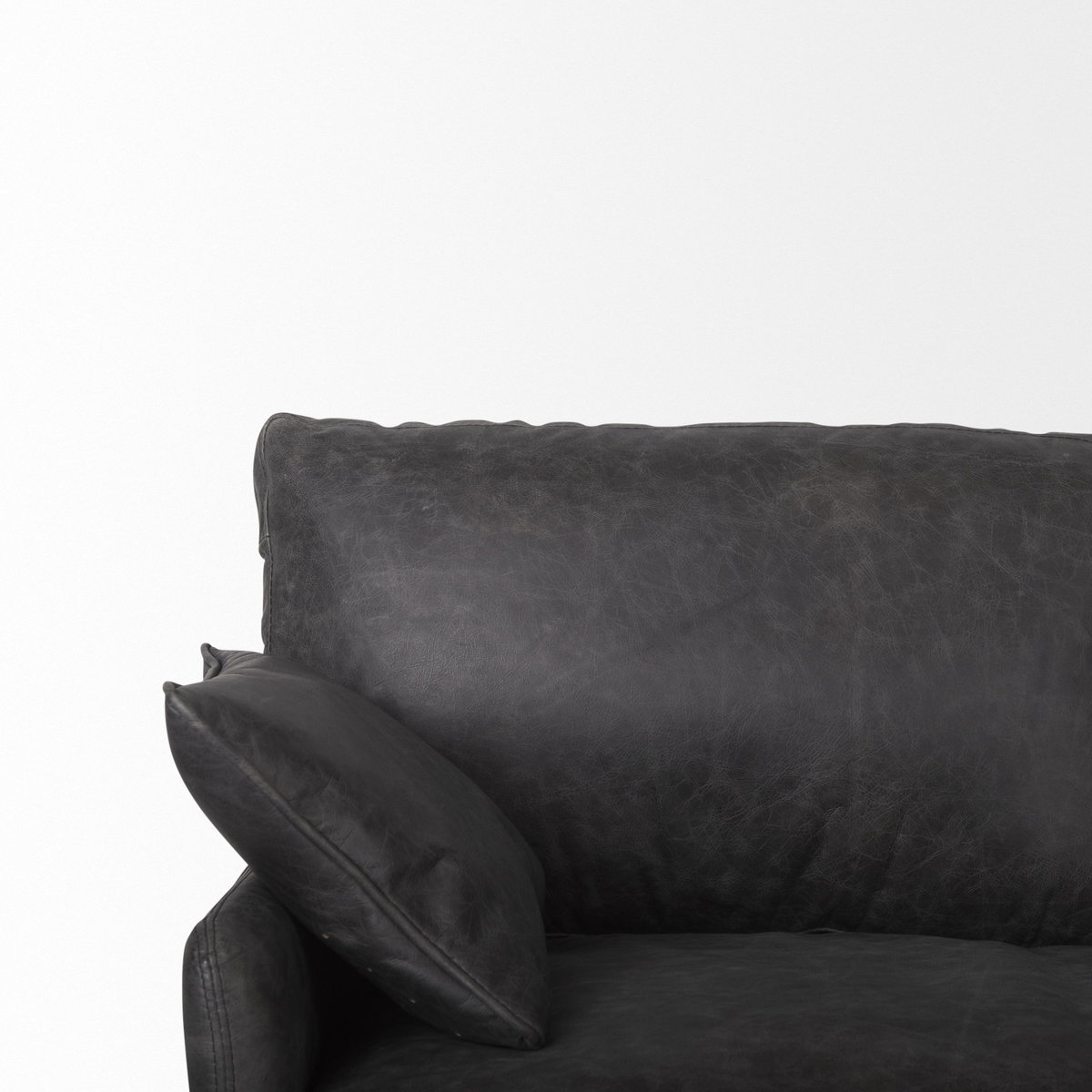 Cochrane 82L x 33W x 32.3 Black Leather Three Seater Sofa, Sofas & Sectional by Mercana, 82" length x 33" width x 32" height View 10