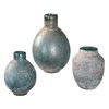 Mercede Weathered Blue-Green Vases Set/3, by Uttermost, 5.25" width x 7.75" height x 5.25" depth thumbnail 1
