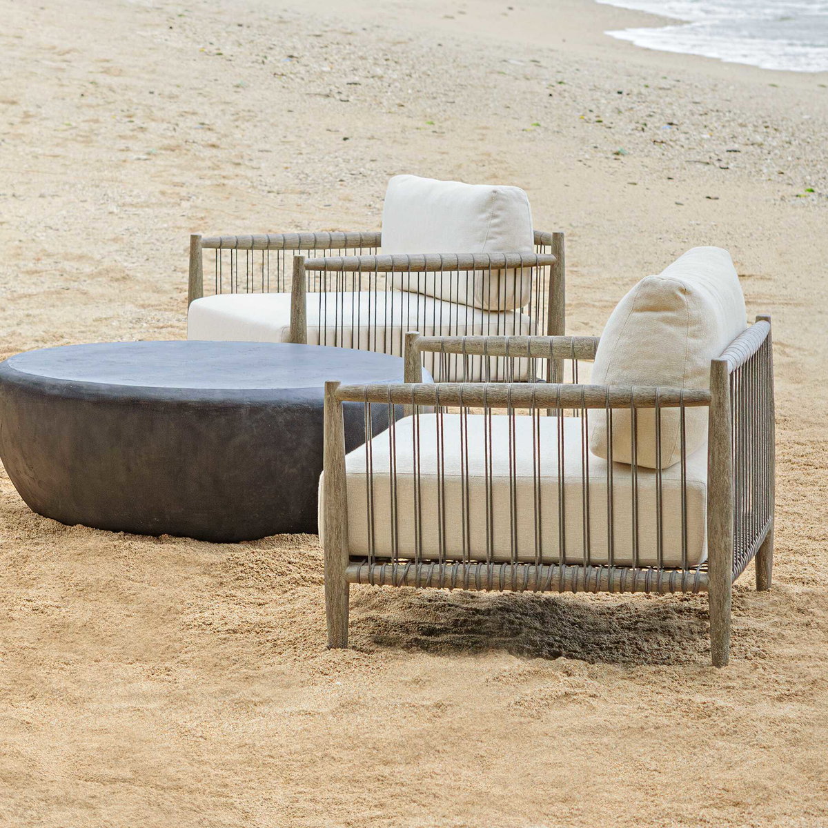 Borneo White Outdoor Lounge Chair, Outdoor Accent Chair by Uttermost, 2'8" width x 2'5" height x 2'8" depth View 6