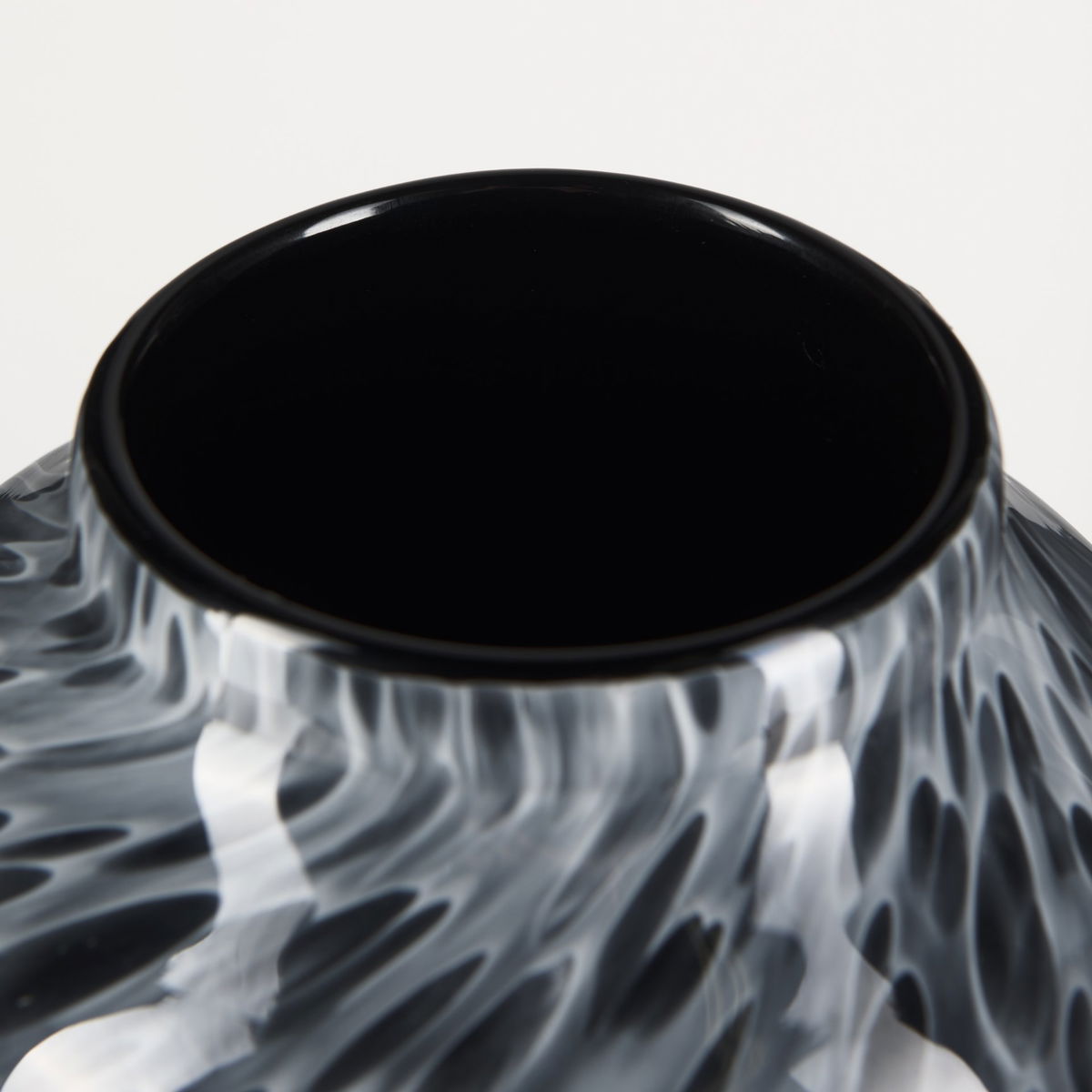 Masai Medium Black Mottled Glass Vase, by Mercana, 6.5" length x 6.5" width x 12.4" height View 7