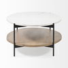Larkin 48' Oval White Marble Top and Solid Wood Shelf with Black Metal Frame Coffee Table thumbnail 8