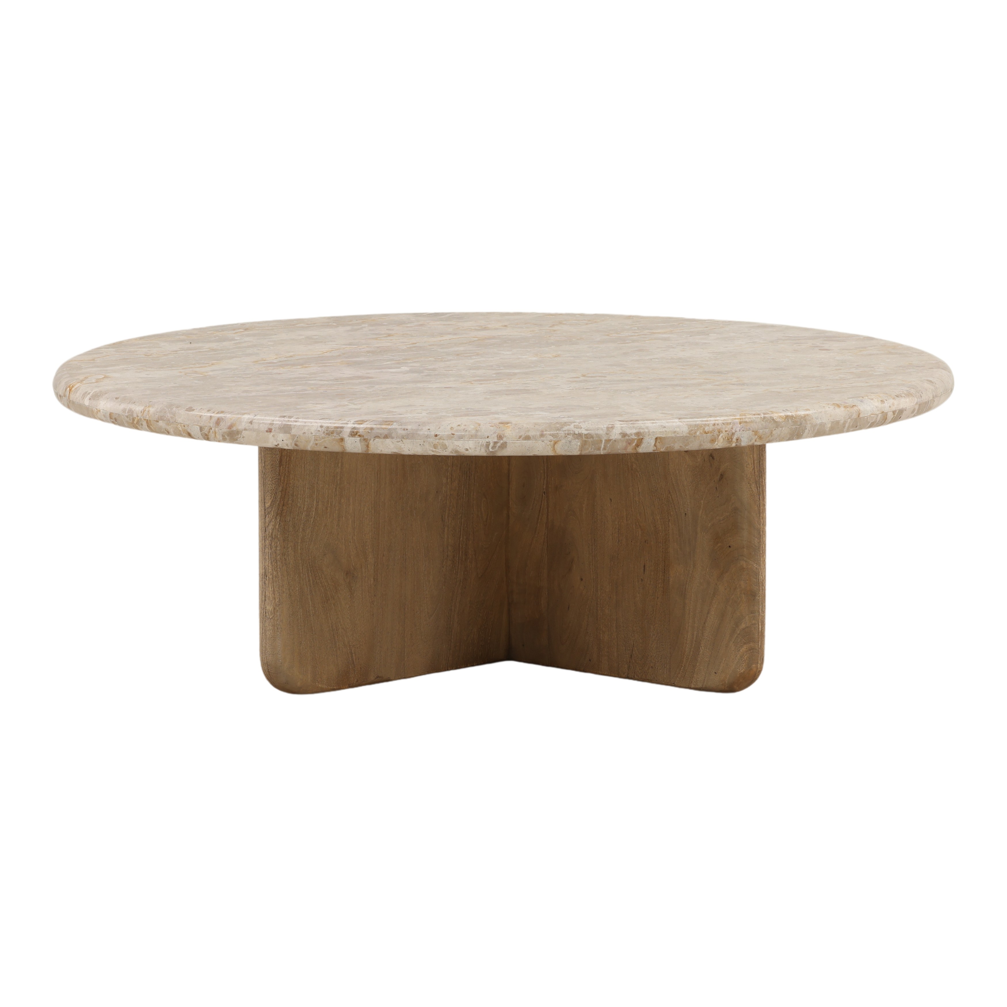 Layna Coffee Table Beige, by Dovetail, 48" width x 16" height x 48" diameter x 48" depth View 2