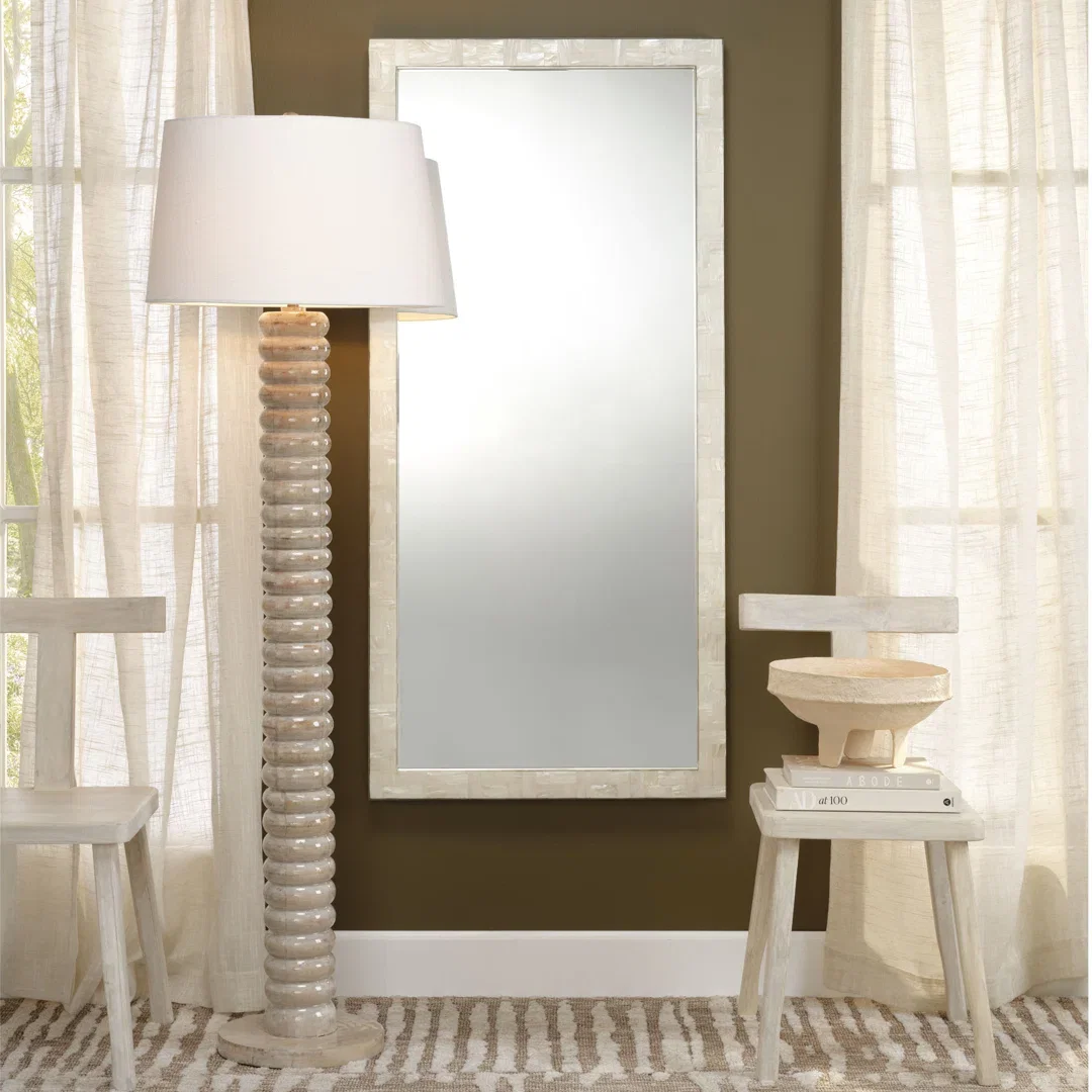 Abacus Mango Wood Floor Lamp with Polyester Linen Shade, by Jamie Young, 22" width x 67.5" height x 22" depth View 4