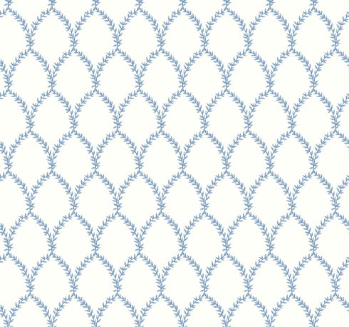 Laurel Blue & White Wallpaper