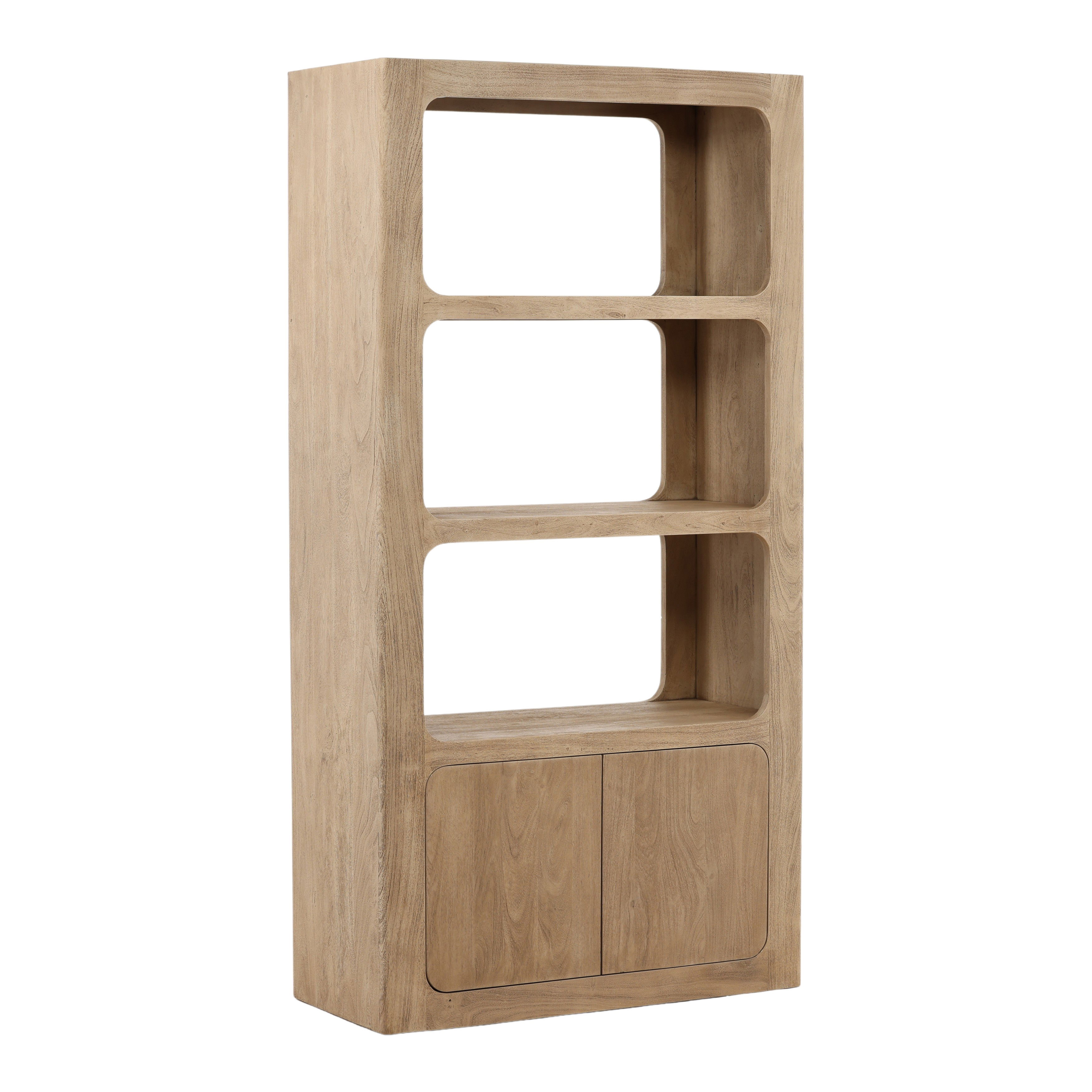 Leandra Bookcase Weathered Natural, Shelving & Bookcase by Dovetail, 43" width x 83" height x 19" depth View 1